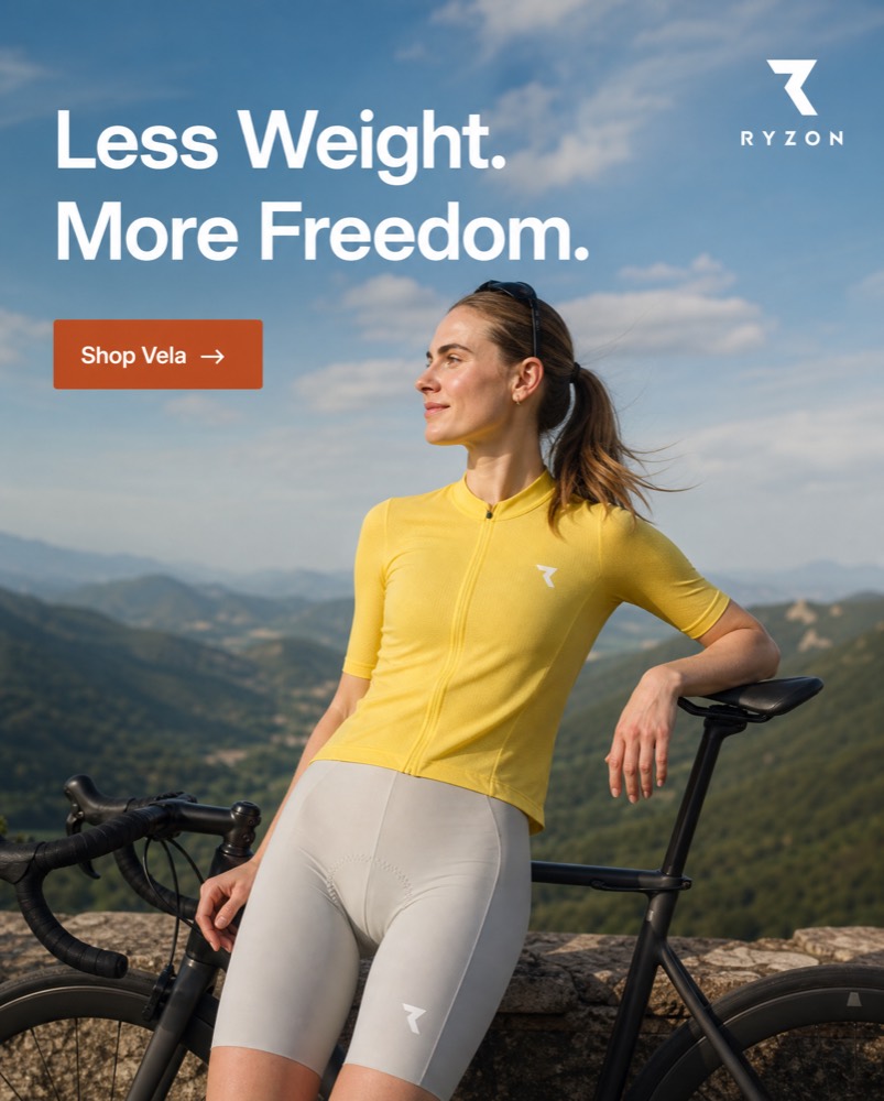 Static ad example for a cycling apparel brand