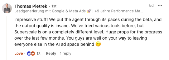 Customer post screenshot